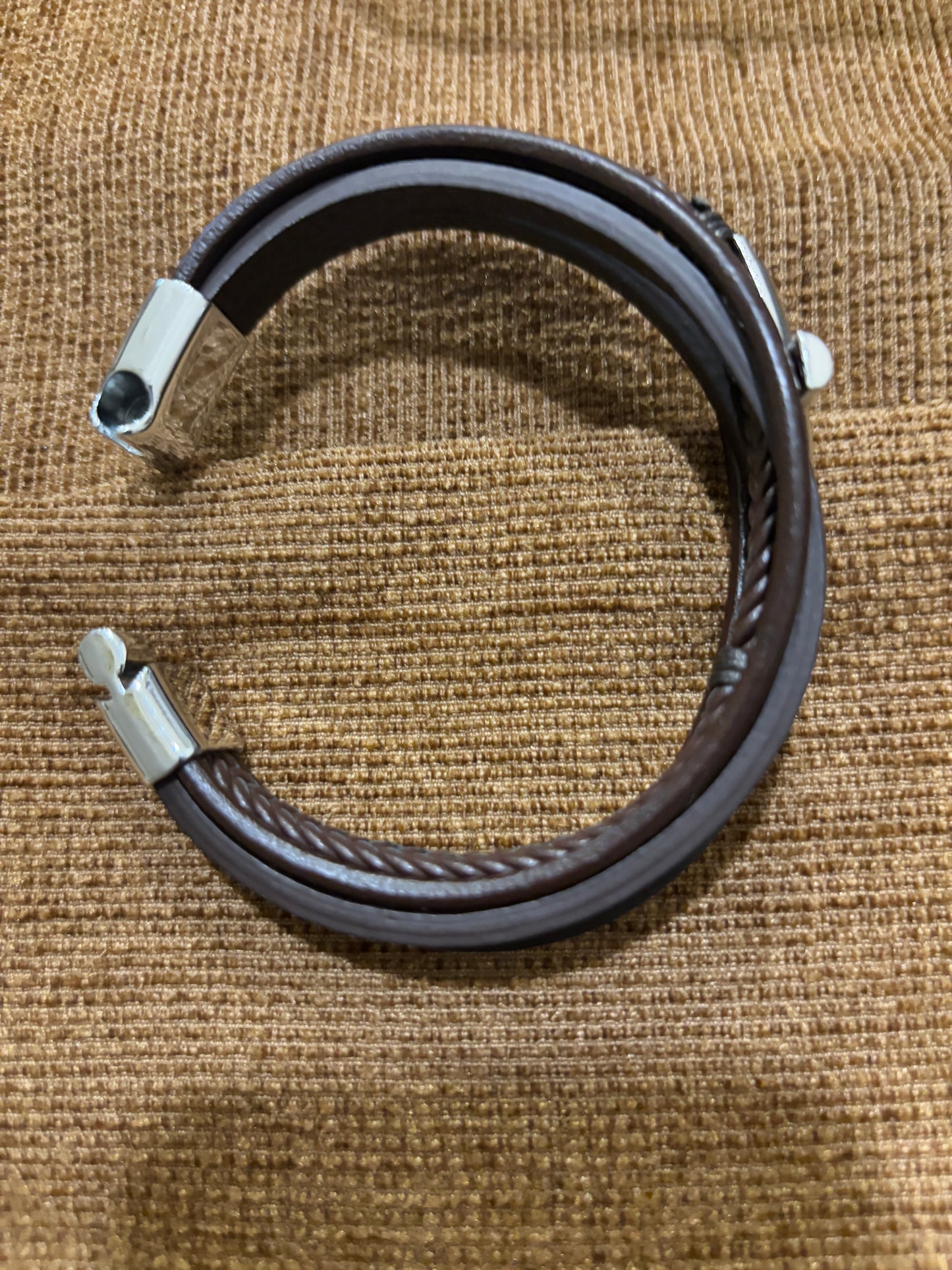 Brown Cross Leather Bracelet