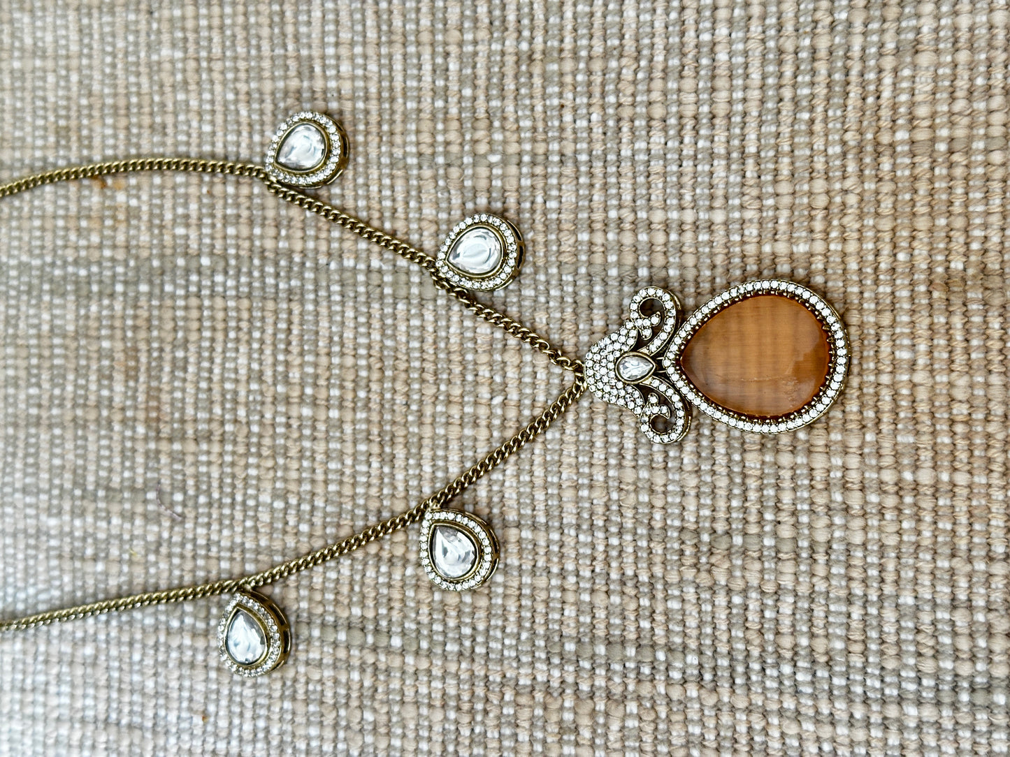 Brown Polki Chain set with earrings