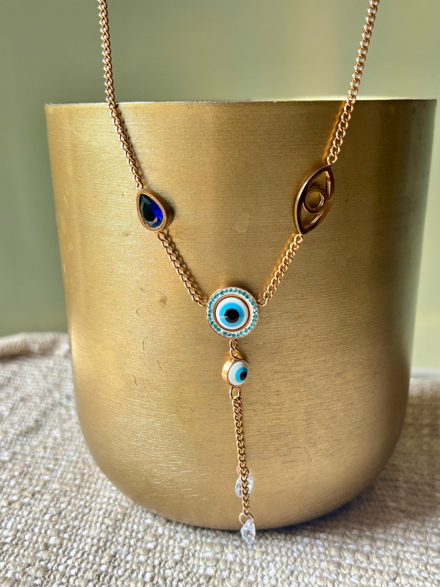 Evil Eye Rose Gold Necklace