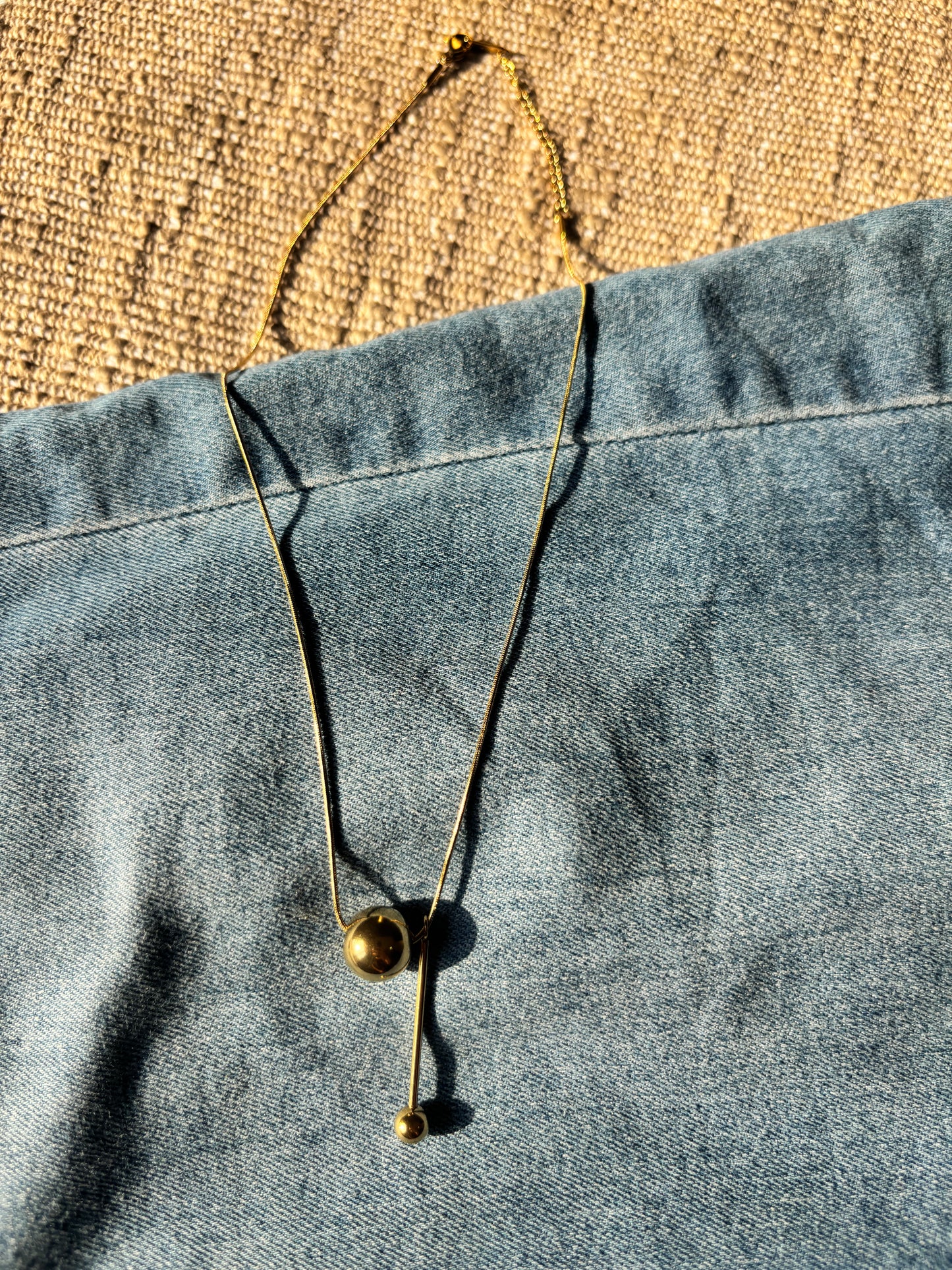 Gold Round Drop Necklace