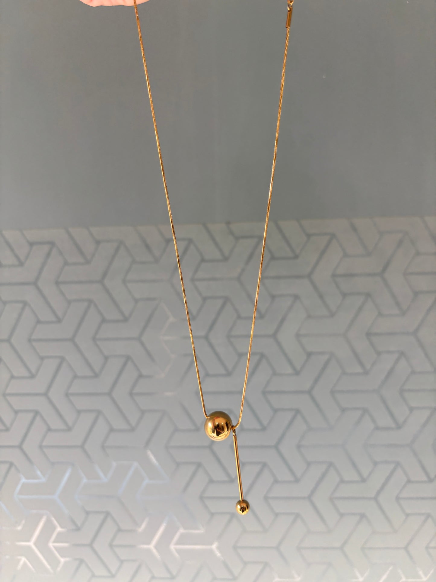 Gold Round Drop Necklace
