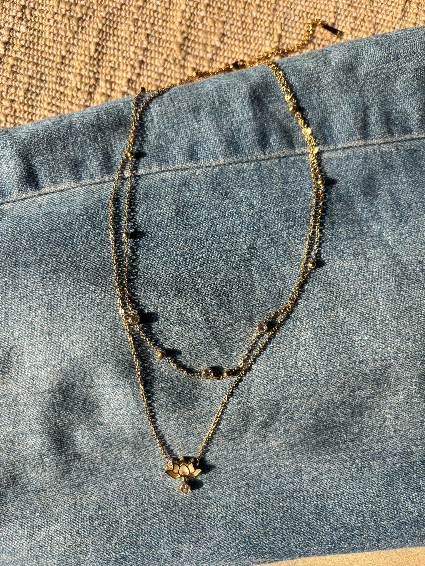 Lotus Pendant Layered Necklace