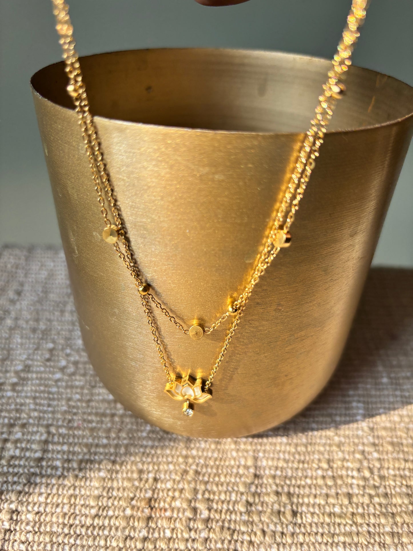 Lotus Pendant Layered Necklace