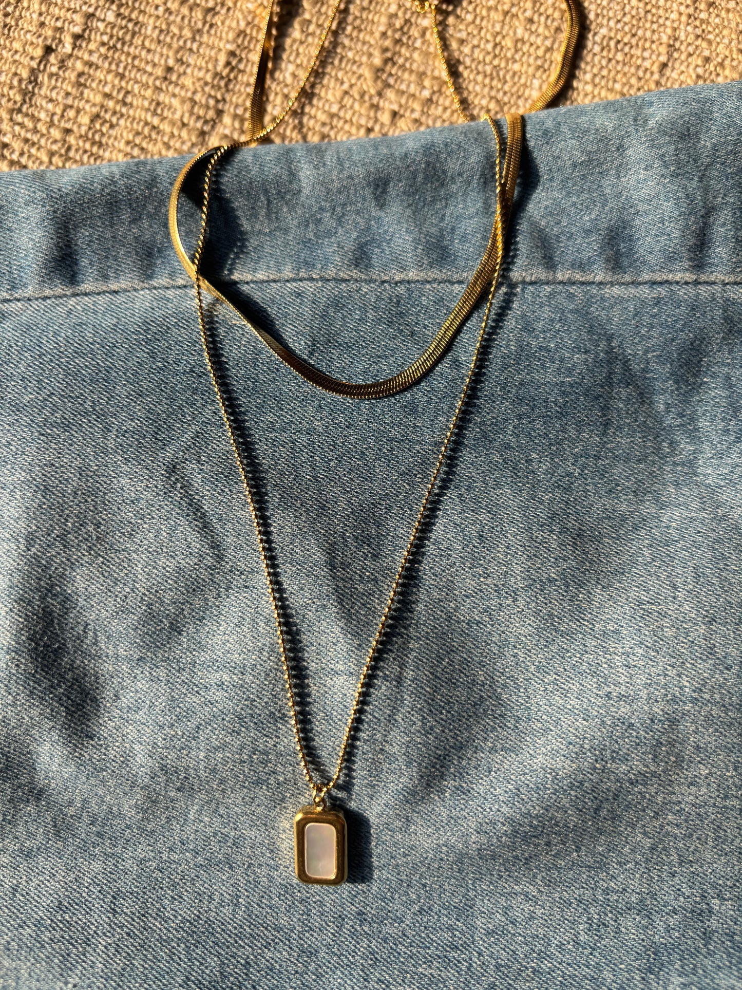 Gold Layered Mother of Pearl Square Pendant