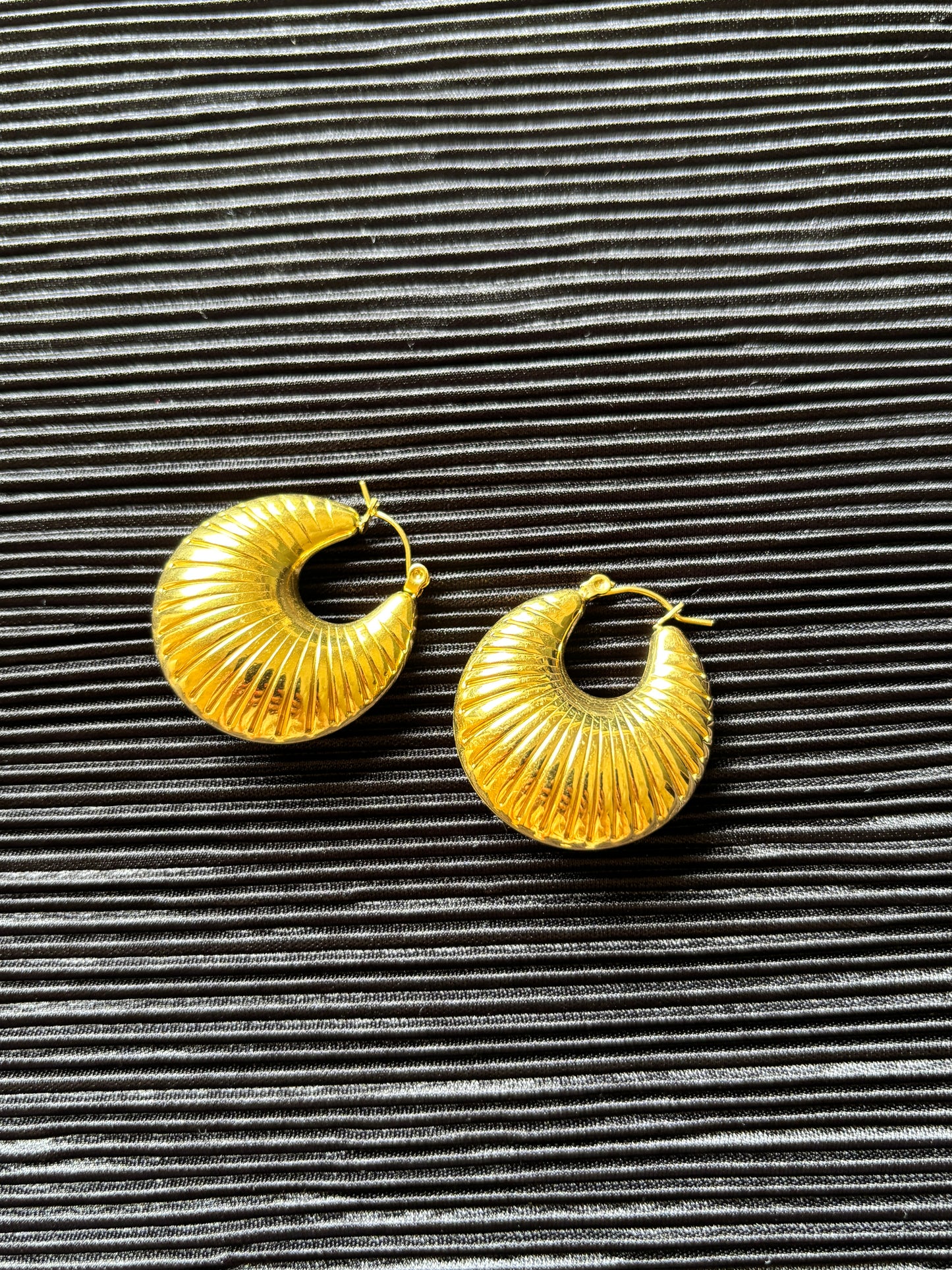 Gold Stripped Hoops