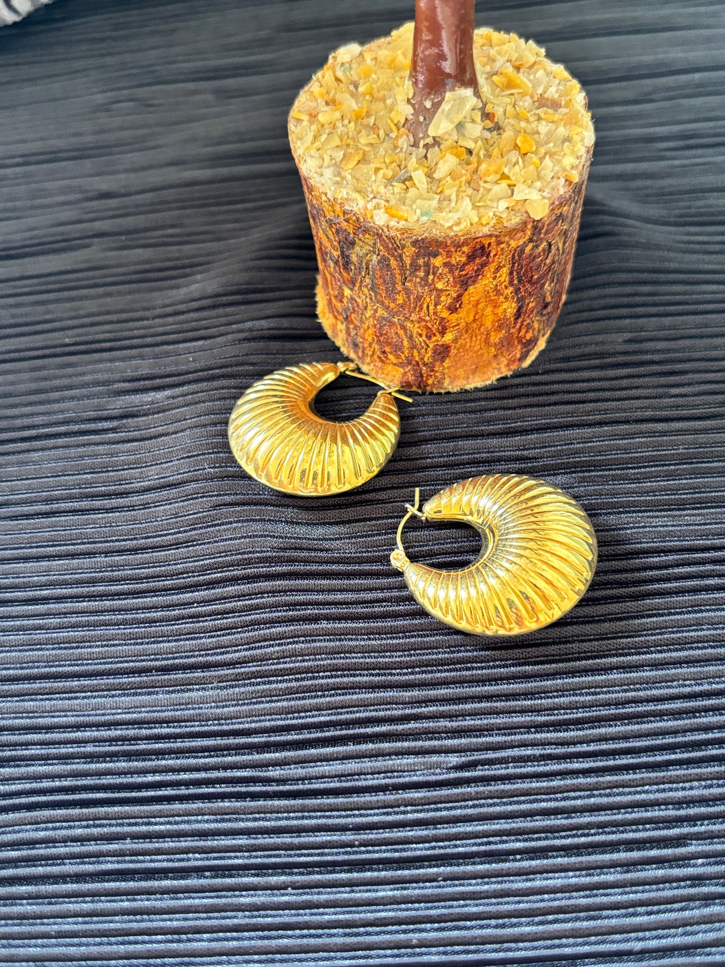 Gold Stripped Hoops