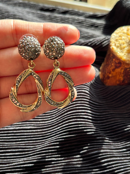 Oxidised Twisted Earrings