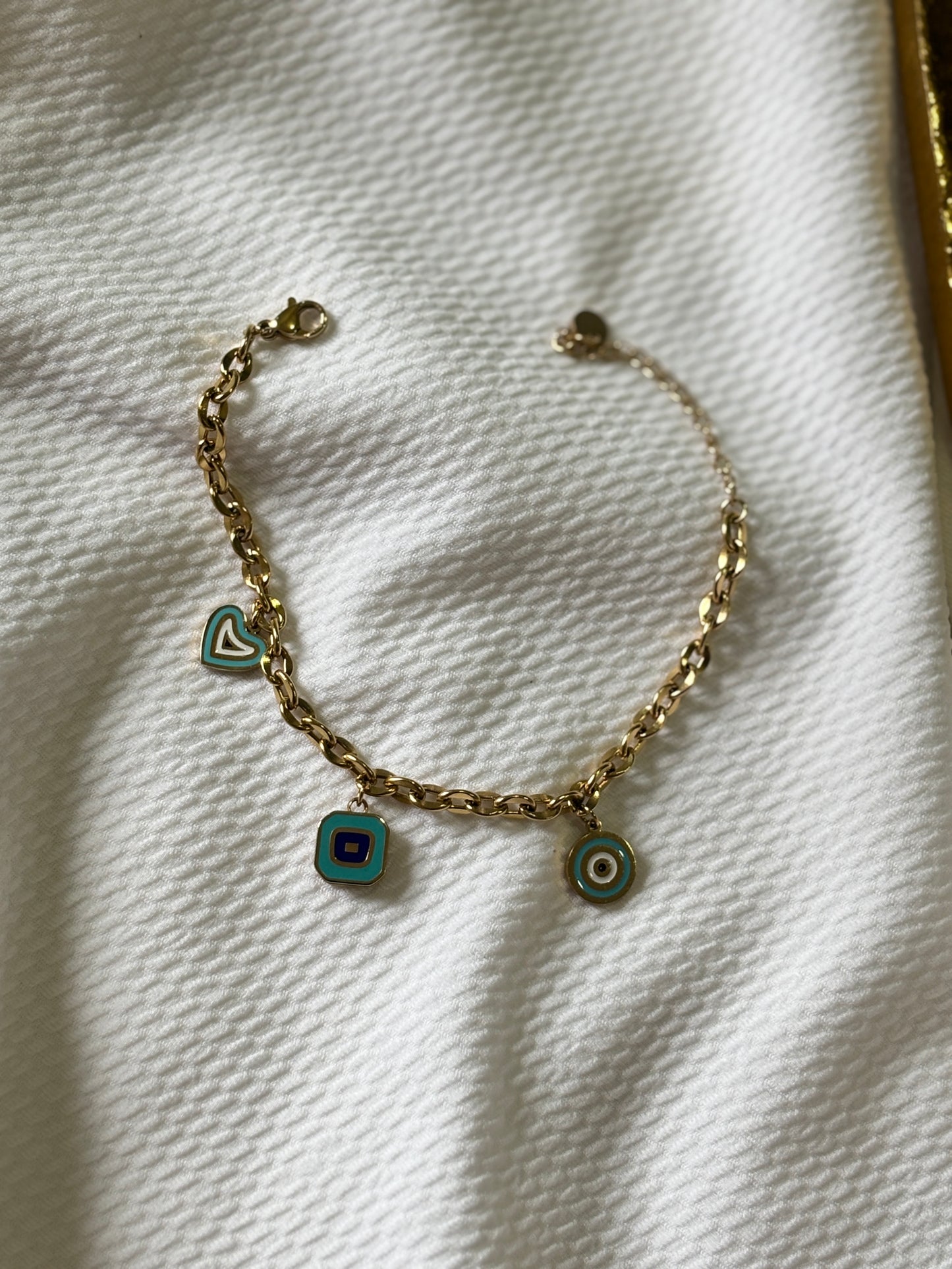 Turquoise Chain Charm Bracelet