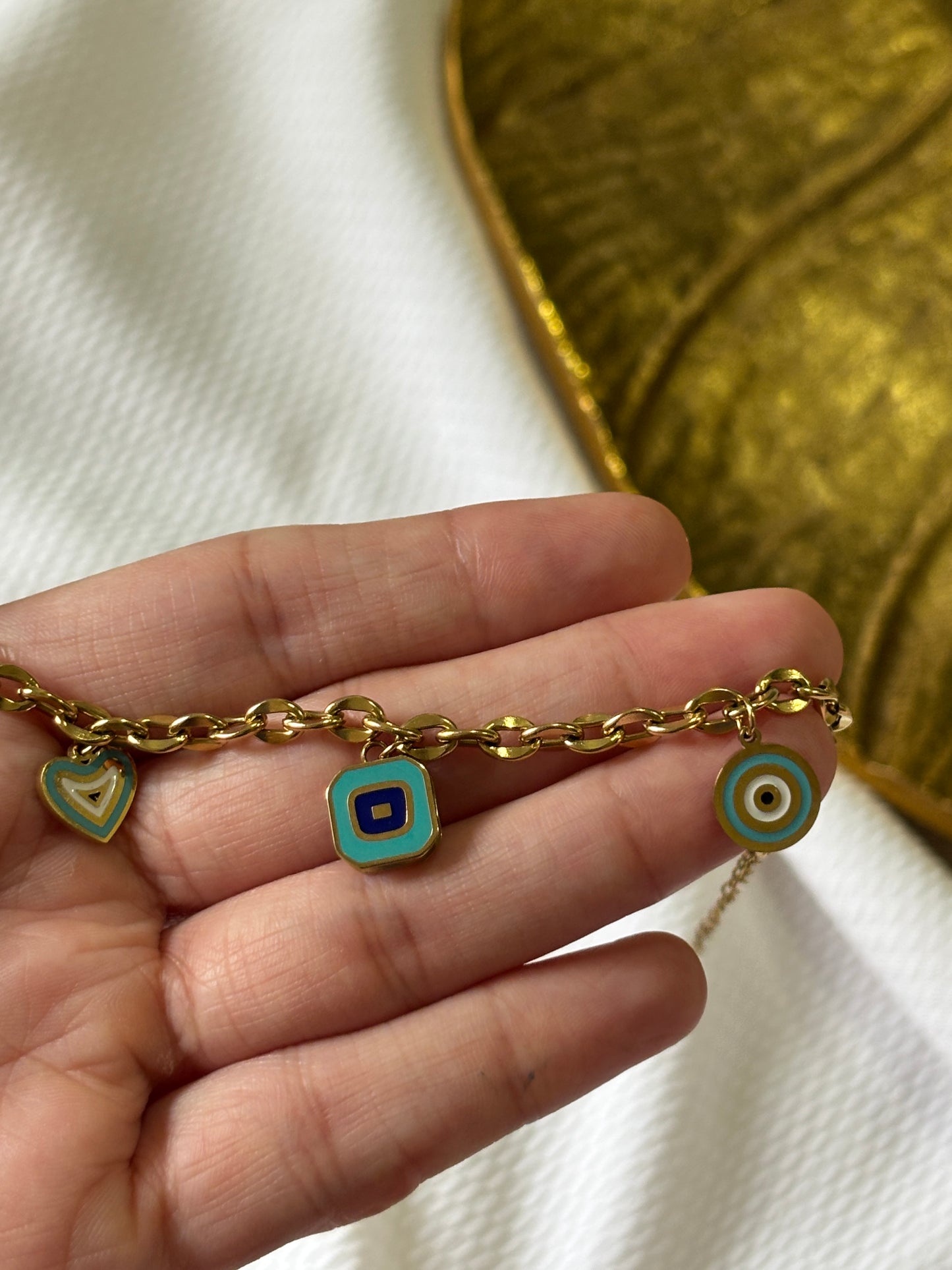 Turquoise Chain Charm Bracelet