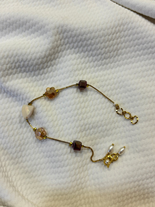 Earthen Shaded Stones Chain Charm Bracelet