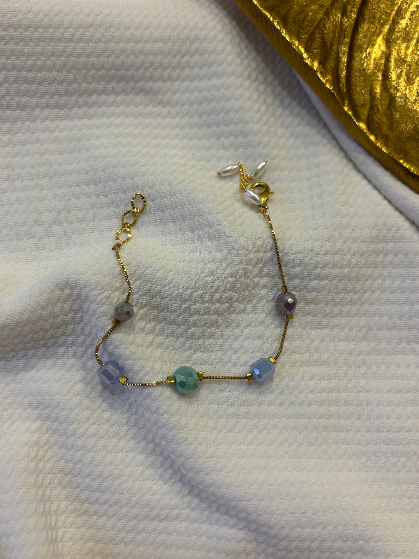 Aqua Chain Charm Bracelet