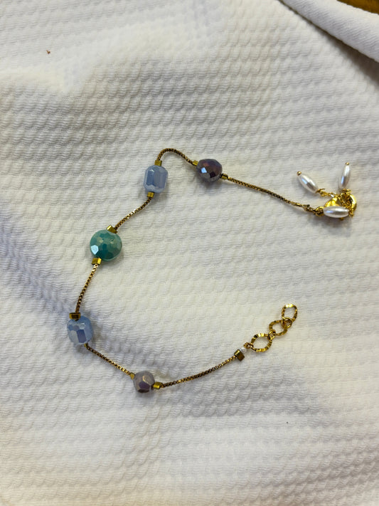Aqua Chain Charm Bracelet