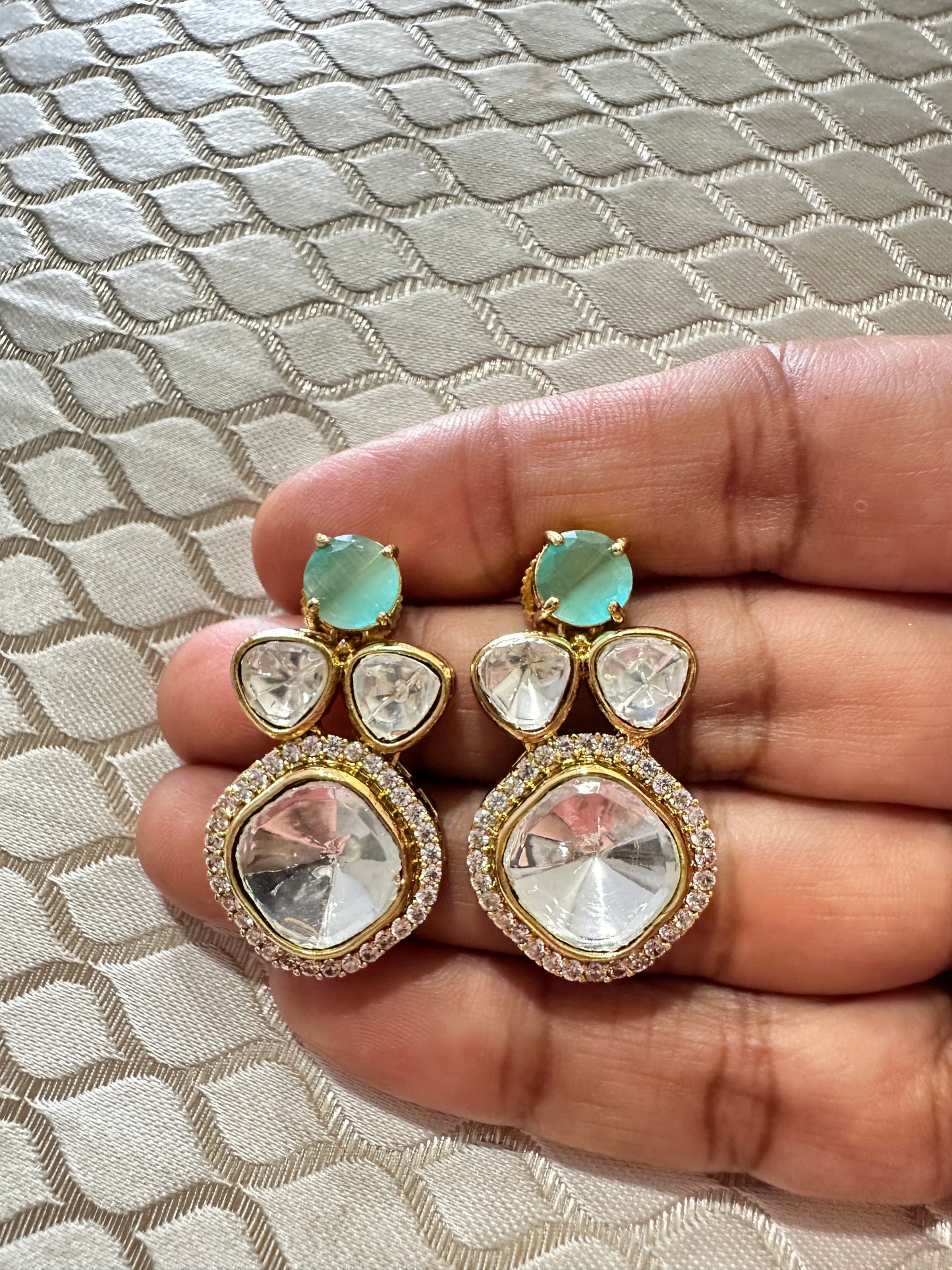 Emerald Pokli Chain Set with Earrings