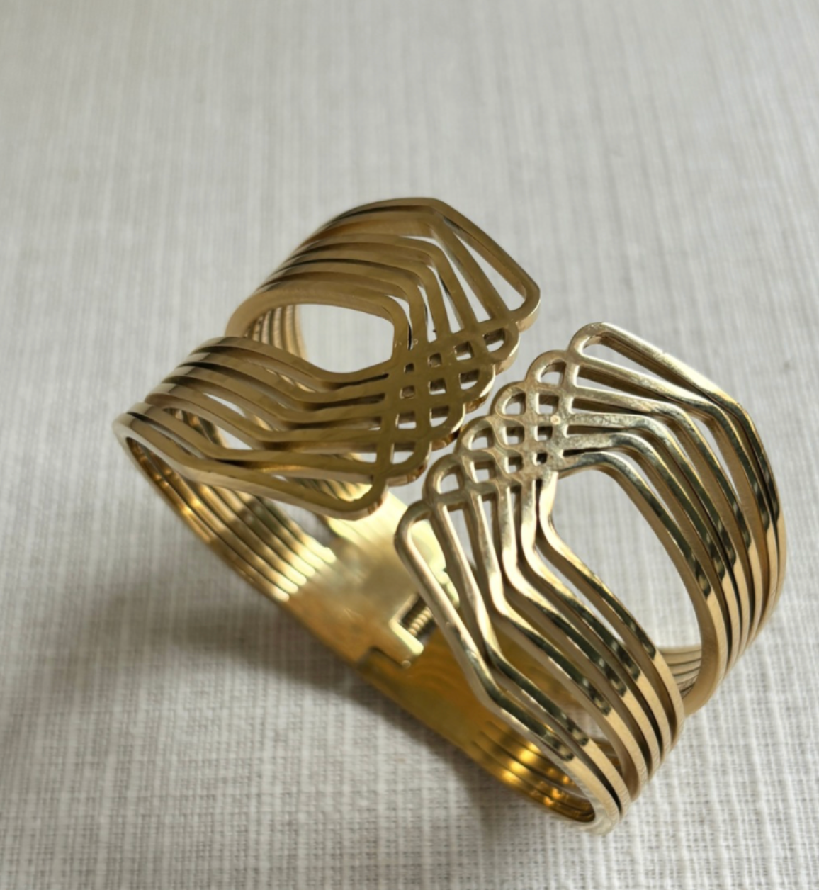 Gold Broad Cuff Bracelet