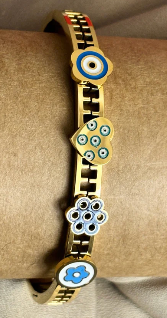 Flora Evil Eye Cuff Bracelet