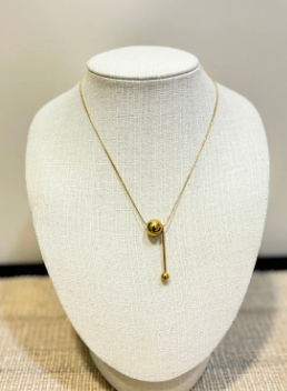 Gold Round Drop Necklace