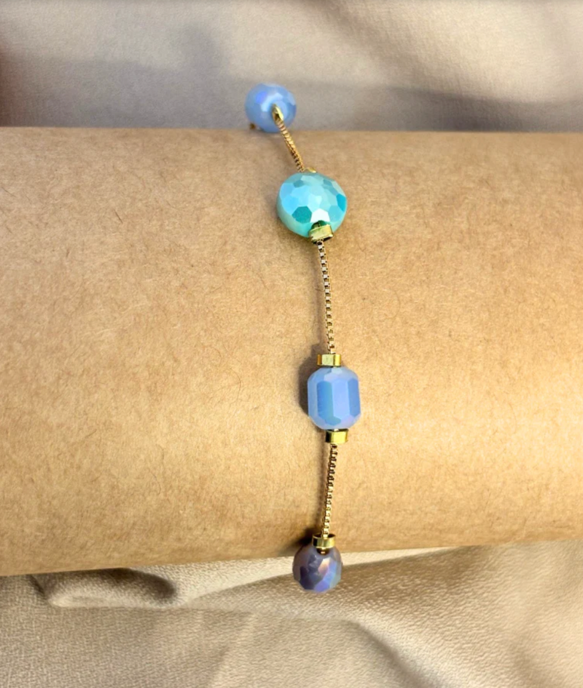 Aqua Chain Charm Bracelet