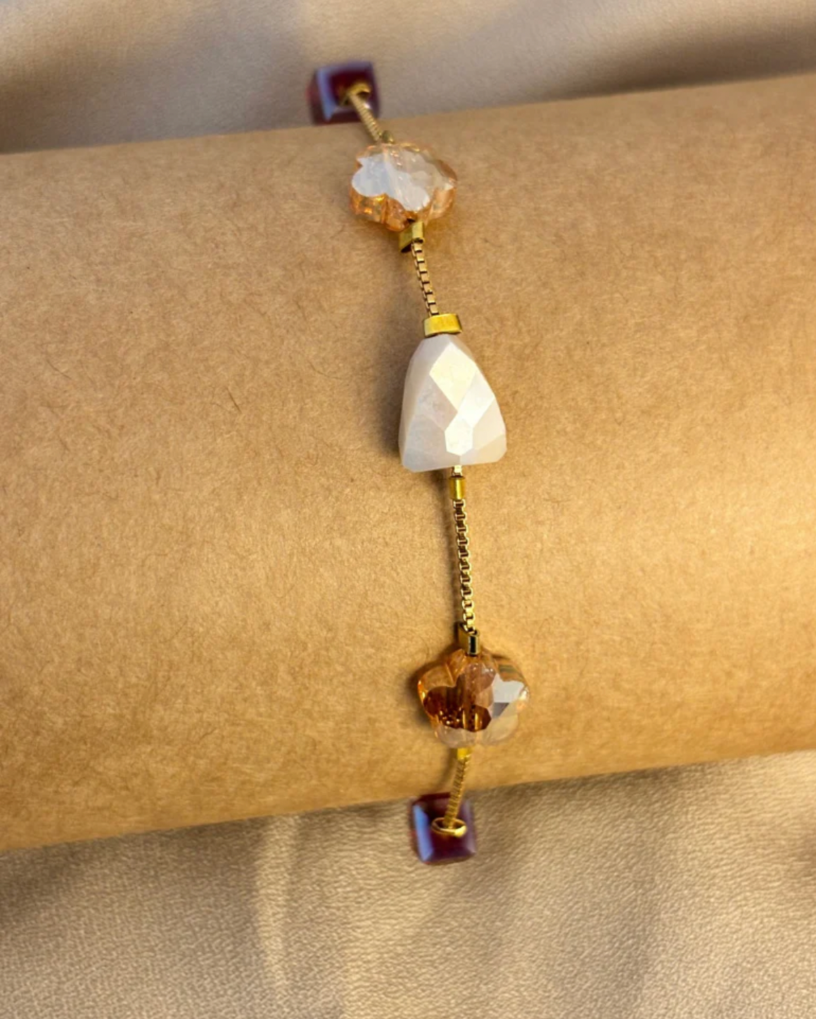Earthen Shaded Stones Chain Charm Bracelet