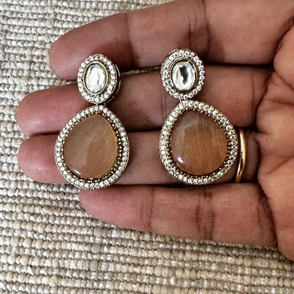 Brown Polki Chain set with earrings