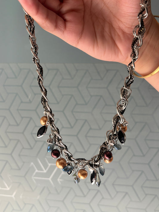 Oxidized Multi Drop  Necklace