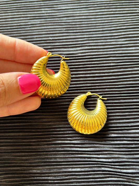 Gold Stripped Hoops