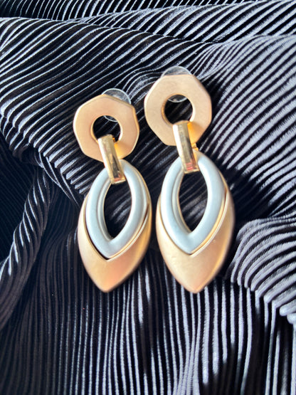 Gold Oval Drop Earrings