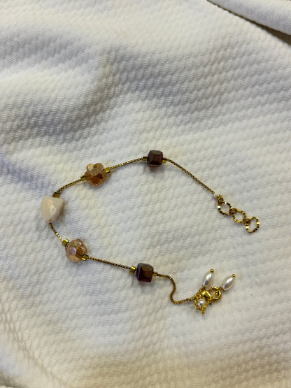 Earthen Shaded Stones Chain Charm Bracelet