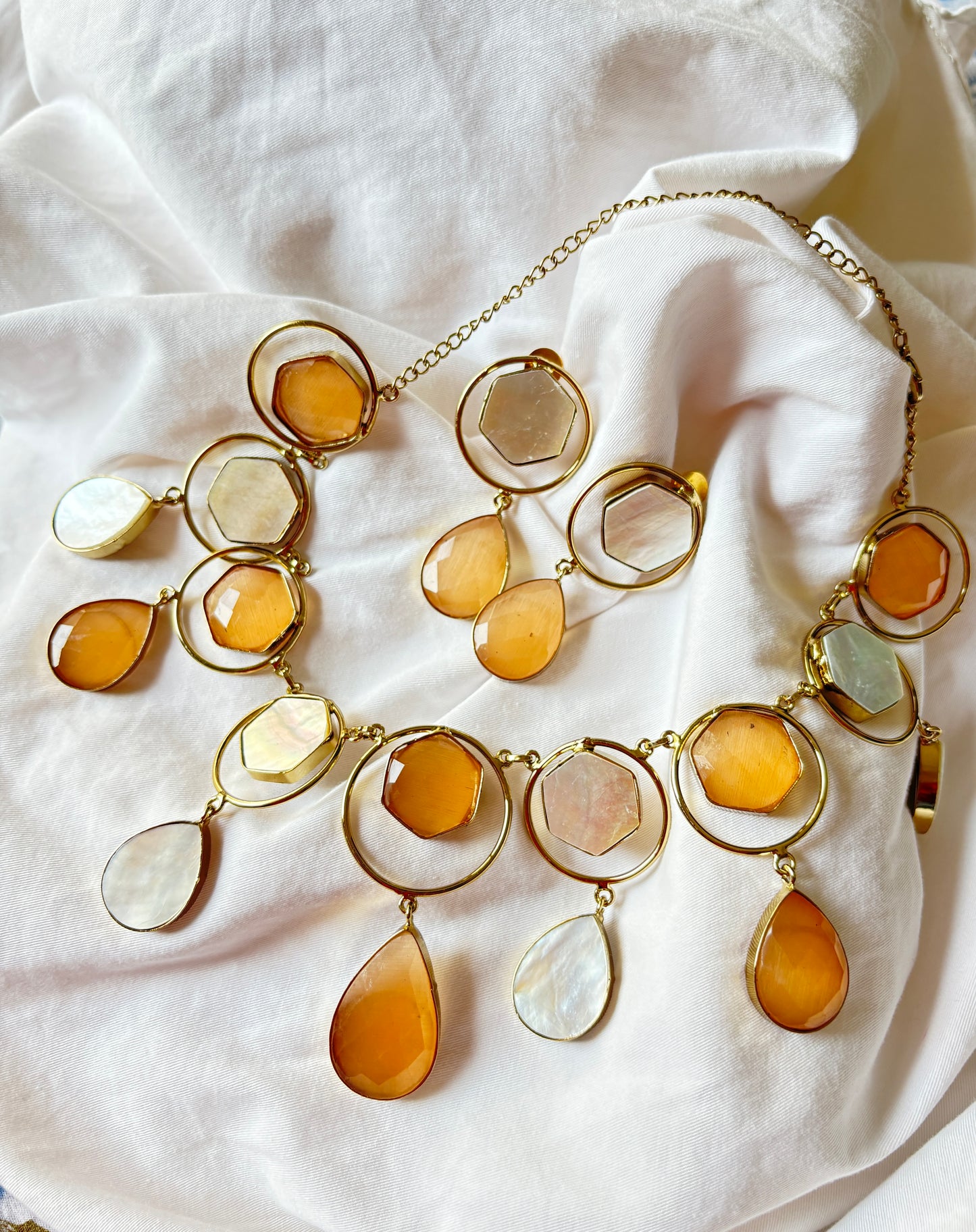 Peach Stone Necklace Set