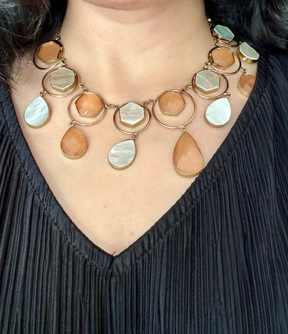 Peach Stone Necklace Set