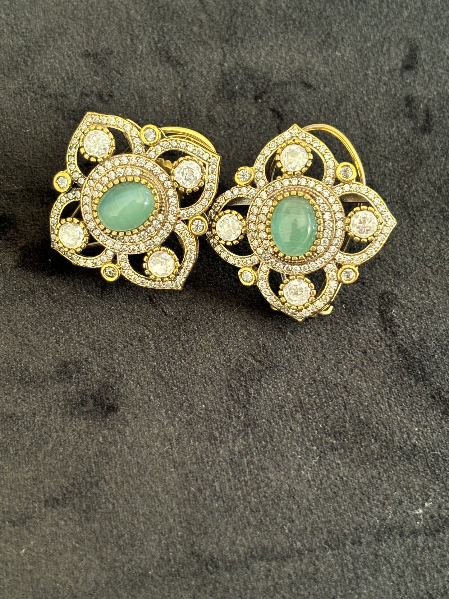 Green Polki Earrings