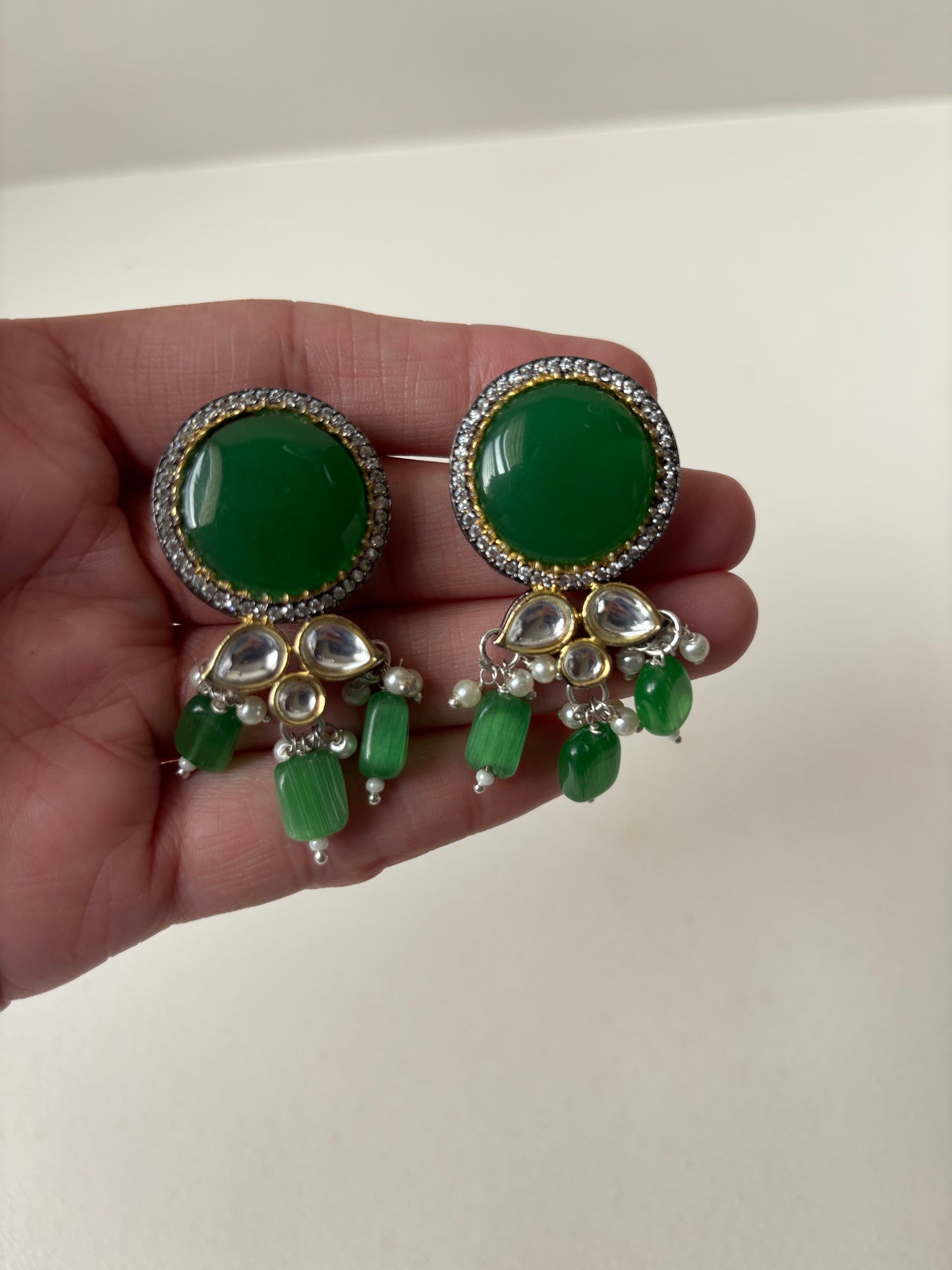 Green Beaded Necklace with earrings