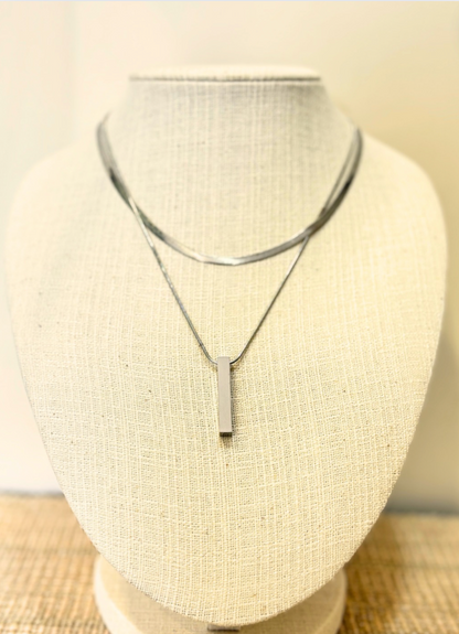 Layered Chain Steel Bar Pendant