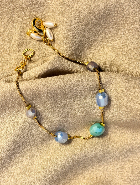 Aqua Chain Charm Bracelet