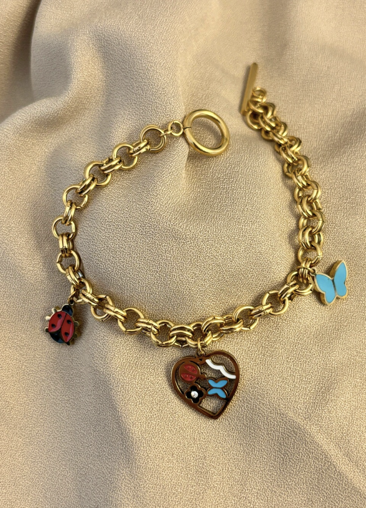 Butterfly Linked Chain Charm Bracelet