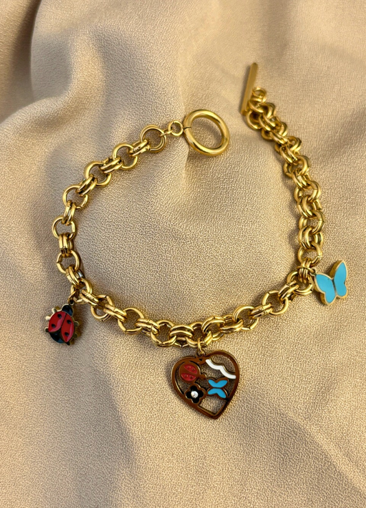 Butterfly Linked Chain Charm Bracelet