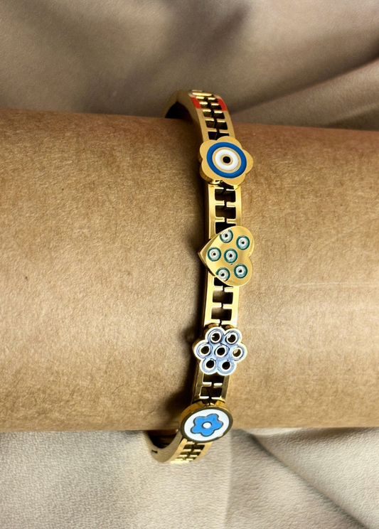 Flora Evil Eye Cuff  Bracelet