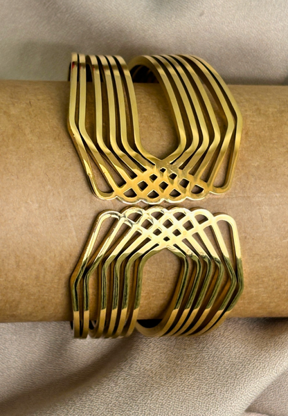 Gold Broad Cuff Bracelet