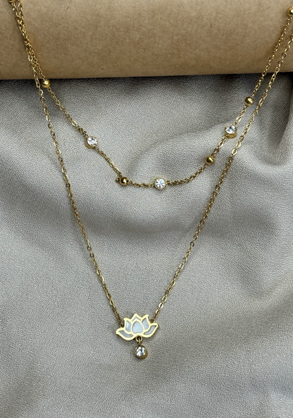 Lotus Pendant Layered Necklace