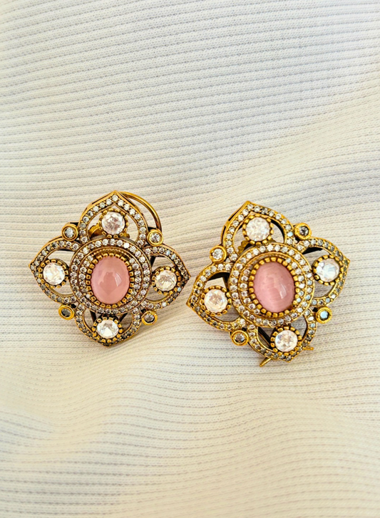 Pink Polki Earrings