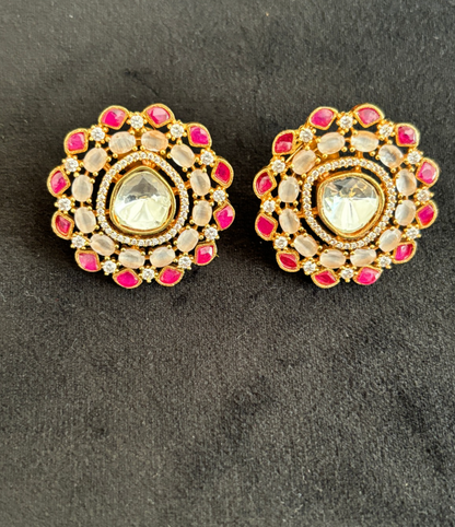 Ruby polki Stud Earrings