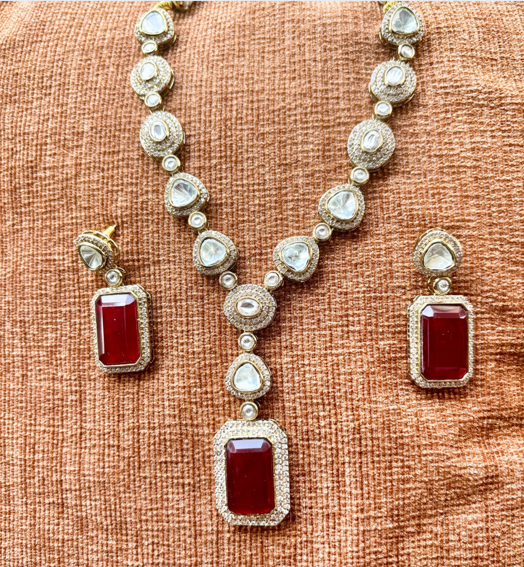 Ruby kundan Polki Necklace set