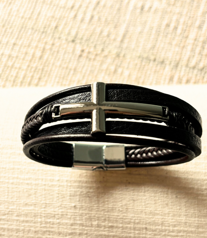 Brown Cross Leather Bracelet