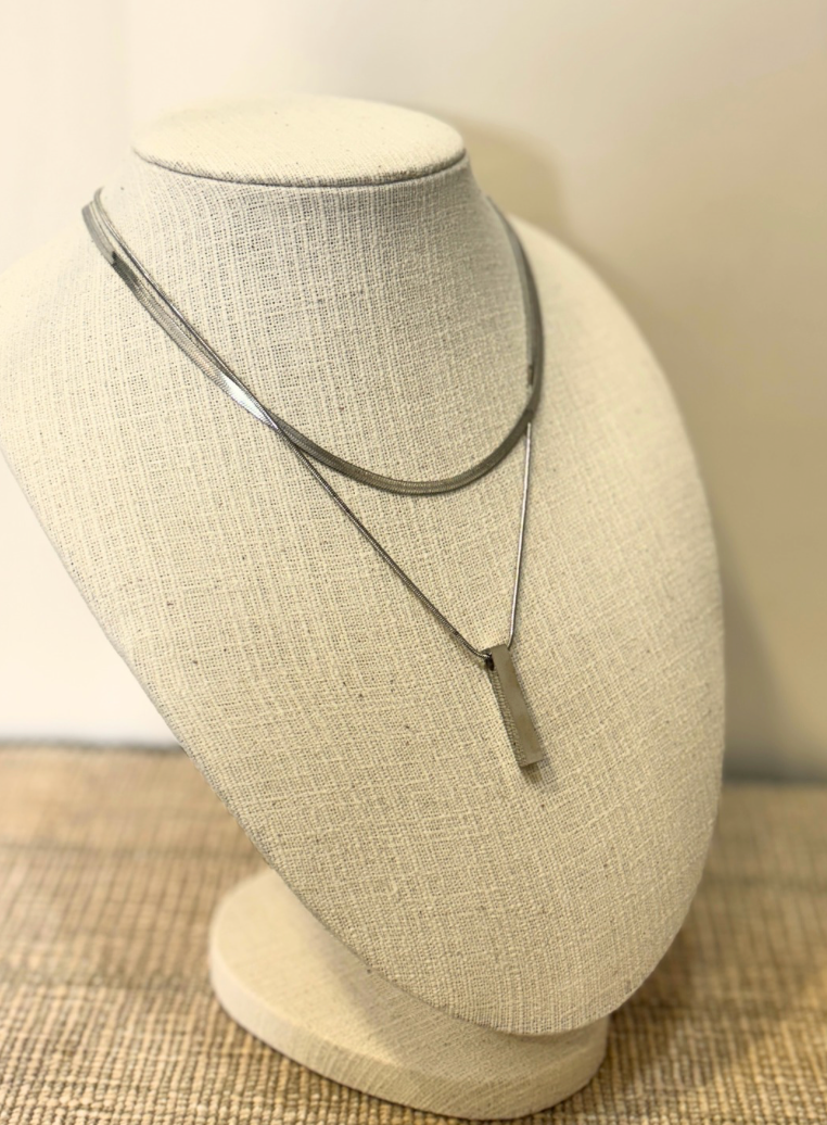 Layered Chain Steel Bar Pendant