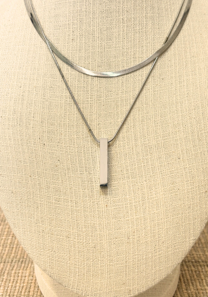 Layered Chain Steel Bar Pendant