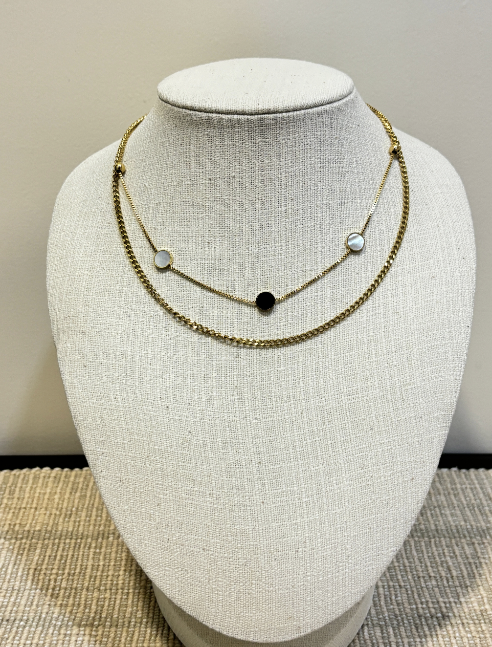 White Black Layered Necklace