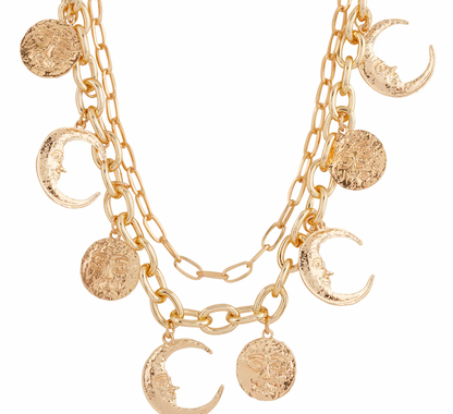 Half moon roman layered Necklace