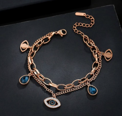 Studded Evil Eye Chain Bracelet