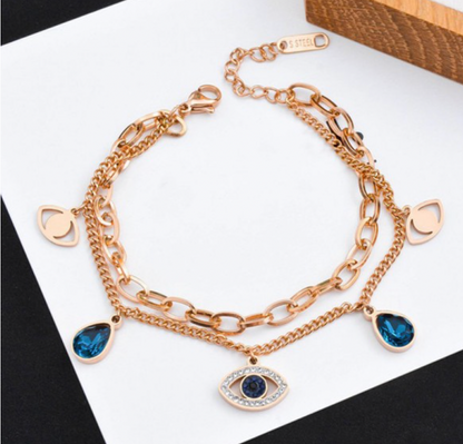 Studded Evil Eye Chain Bracelet