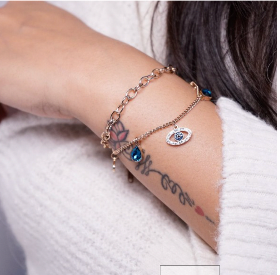 Studded Evil Eye Chain Bracelet