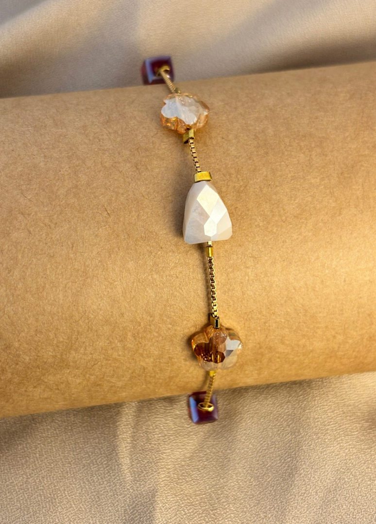 Earthen Shaded Stones Chain Charm Bracelet